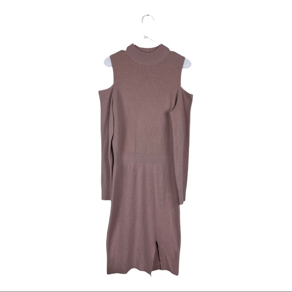 CHELSEA28  Cold Shoulder Sweater Dress Size L Color Pastel Salmon Pink - Picture 4 of 10